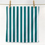 Vertical Stripes - White and Teal Face Towel