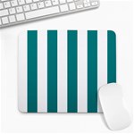 Vertical Stripes - White and Teal Large Mousepad