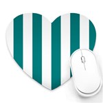 Vertical Stripes - White and Teal Heart Mousepad