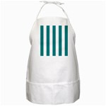 Vertical Stripes - White and Teal BBQ Apron
