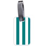 Vertical Stripes - White and Teal Luggage Tag (Two Sides)