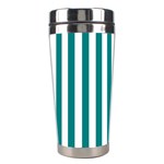 Vertical Stripes - White and Teal Stainless Steel Travel Tumbler