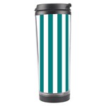 Vertical Stripes - White and Teal Travel Tumbler