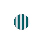 Vertical Stripes - White and Teal 1  Mini Button