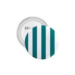 Vertical Stripes - White and Teal 1.75  Button