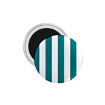 Vertical Stripes - White and Teal 1.75  Magnet