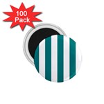 Vertical Stripes - White and Teal 1.75  Magnet (100 pack)