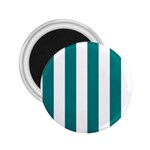 Vertical Stripes - White and Teal 2.25  Magnet