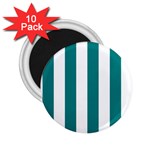 Vertical Stripes - White and Teal 2.25  Magnet (10 pack)