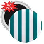 Vertical Stripes - White and Teal 3  Magnet (100 pack)