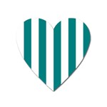 Vertical Stripes - White and Teal Magnet (Heart)
