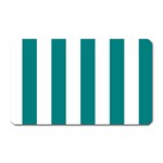 Vertical Stripes - White and Teal Magnet (Rectangular)