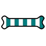 Vertical Stripes - White and Teal Magnet (Dog Bone)