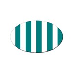 Vertical Stripes - White and Teal Sticker Oval (10 pack)