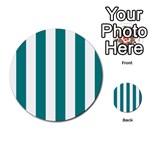 Vertical Stripes - White and Teal Multi-purpose Cards (Round)