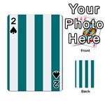 Vertical Stripes - White and Teal Playing Cards 54 Designs