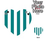 Vertical Stripes - White and Teal Playing Cards 54 (Heart)