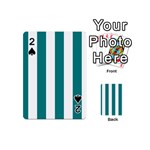 Vertical Stripes - White and Teal Playing Cards 54 (Mini)