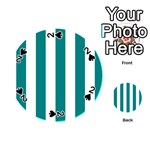 Vertical Stripes - White and Teal Playing Cards 54 (Round)