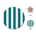 Vertical Stripes - White and Teal Playing Cards (Round)