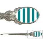 Vertical Stripes - White and Teal Letter Opener