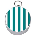 Vertical Stripes - White and Teal Silver Compass