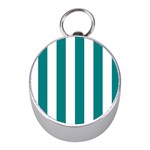 Vertical Stripes - White and Teal Silver Compass (Mini)
