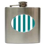 Vertical Stripes - White and Teal Hip Flask (6 oz)