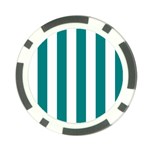 Vertical Stripes - White and Teal Poker Chip Card Guard