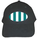 Vertical Stripes - White and Teal Black Cap