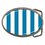 Vertical Stripes - White and Cerulean Belt Buckle