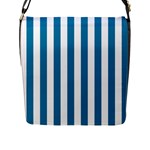 Vertical Stripes - White and Cerulean Flap Closure Messenger Bag (L)