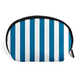 Vertical Stripes - White and Cerulean Accessory Pouch (Large)