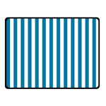 Vertical Stripes - White and Cerulean Fleece Blanket (Small) (One Side)