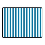 Vertical Stripes - White and Cerulean Double Sided Fleece Blanket (Small) (Two Sides)