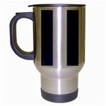 Vertical Stripes - White and Cerulean Travel Mug (Silver Gray)