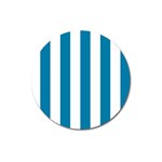 Vertical Stripes - White and Cerulean Magnet 3  (Round)