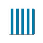 Vertical Stripes - White and Cerulean Magnet (Square)