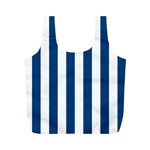 Vertical Stripes - White and Dark Cerulean Full Print Recycle Bag (M)
