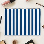 Vertical Stripes - White and Dark Cerulean Cosmetic Bag (XL)