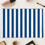 Vertical Stripes - White and Dark Cerulean Cosmetic Bag (XXL)