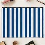 Vertical Stripes - White and Dark Cerulean Cosmetic Bag (XXXL)