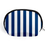 Vertical Stripes - White and Dark Cerulean Accessory Pouch (Medium)