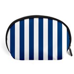 Vertical Stripes - White and Dark Cerulean Accessory Pouch (Large)