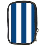 Vertical Stripes - White and Dark Cerulean Compact Camera Leather Case