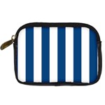 Vertical Stripes - White and Dark Cerulean Digital Camera Leather Case