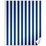 Vertical Stripes - White and Dark Cerulean Canvas 11  x 14 