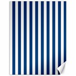 Vertical Stripes - White and Dark Cerulean Canvas 12  x 16 