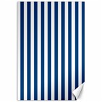 Vertical Stripes - White and Dark Cerulean Canvas 12  x 18 