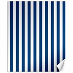 Vertical Stripes - White and Dark Cerulean Canvas 16  x 20 